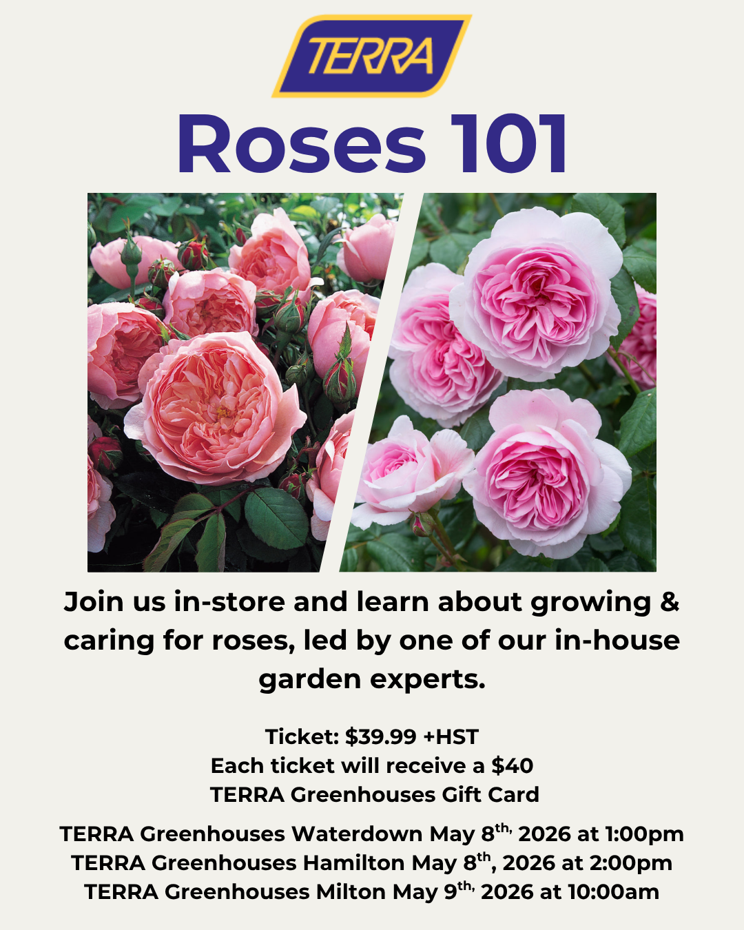 Roses 101 at TERRA Waterdown