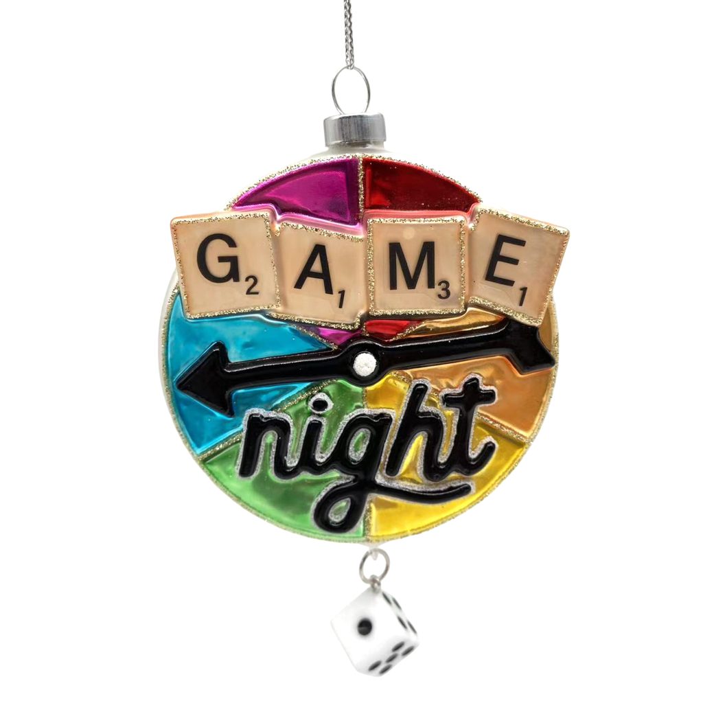 Game Night Glass Ornament