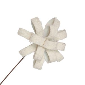 Bow Flower Stem Wool Ivory