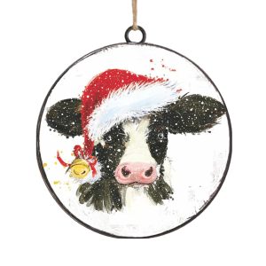 Cow Metal Disc Ornament