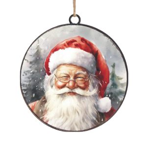 Santa Metal Disc Ornament