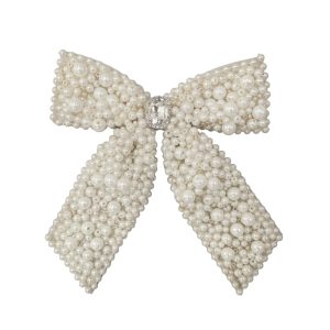 Bow Pearls 7"X6" White W/ Jewel