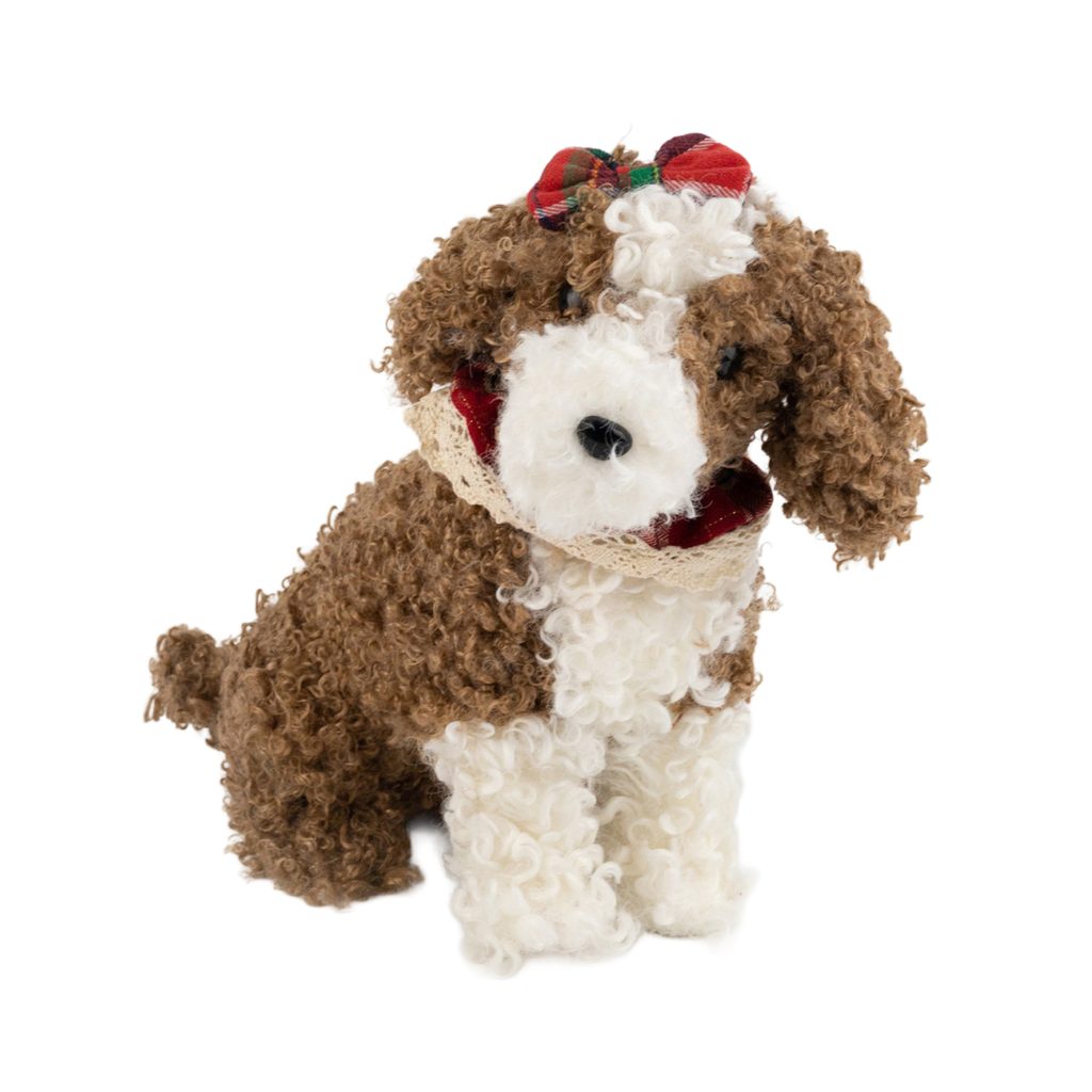 Dog Poodle Plush 11"X7"X11" Brown/White