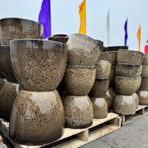 Glazed Egg Pot in Brown colour product image