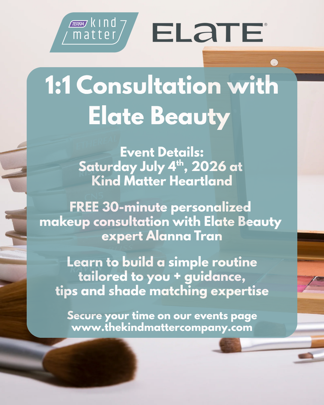 1:1 Makeup Consultation with Elate Beauty at Kind Matter Heartland