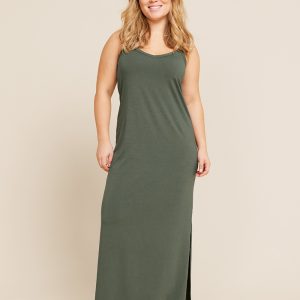 V Neck Slip Dress in Moss colour product image