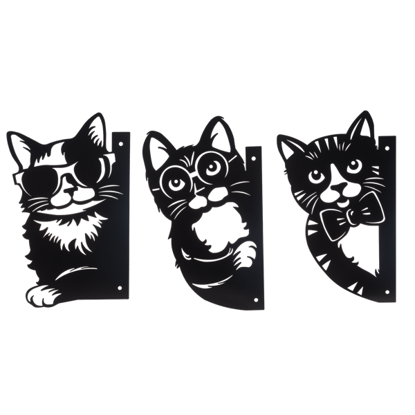 Laser Cut Peeking Cat Wall Decor - 3 Styles to Choose From