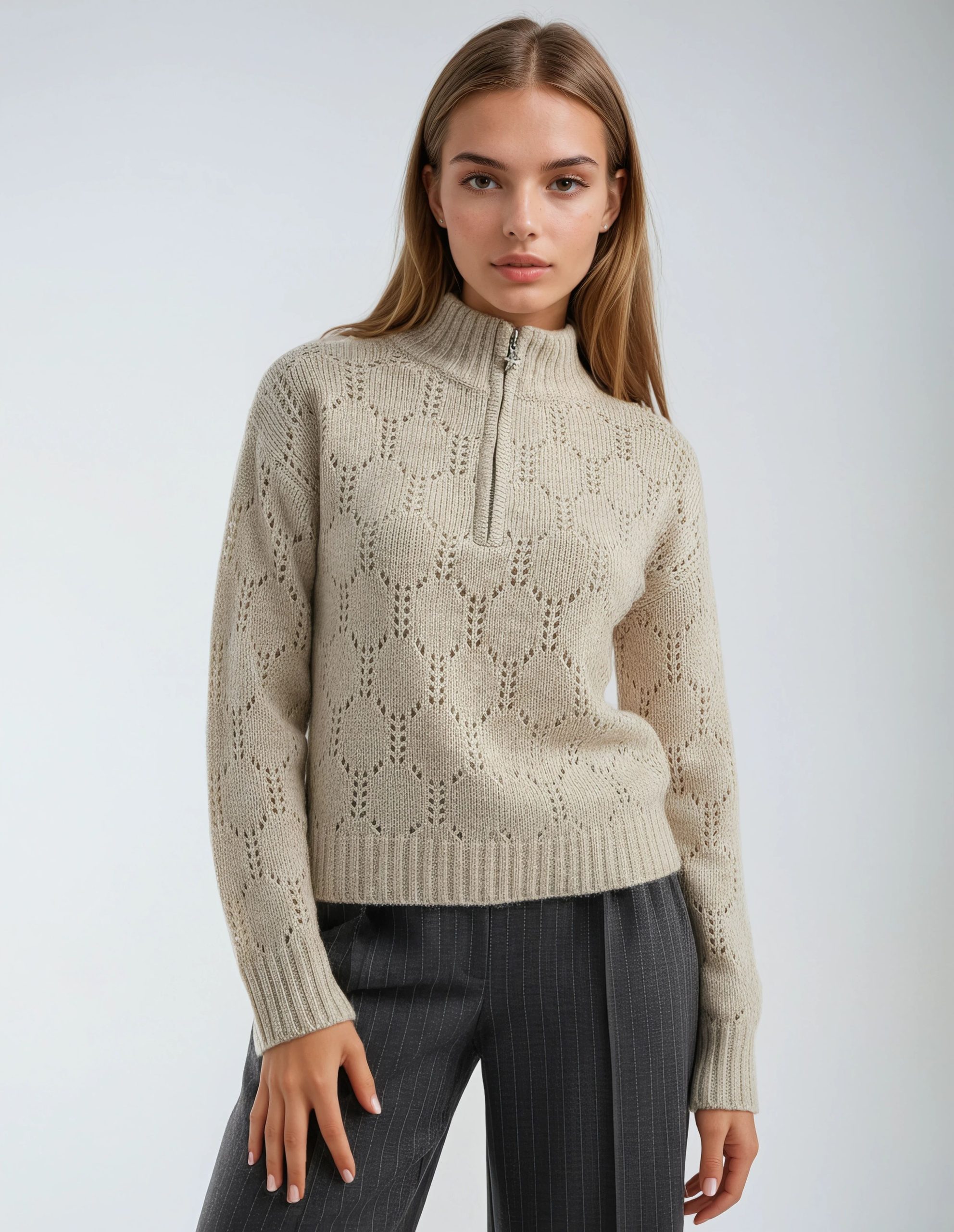 Point Zero - Pointelle Zip Up