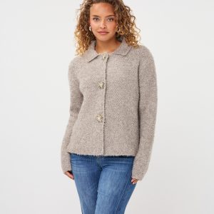EsQualo - Cardigan with Flower Button