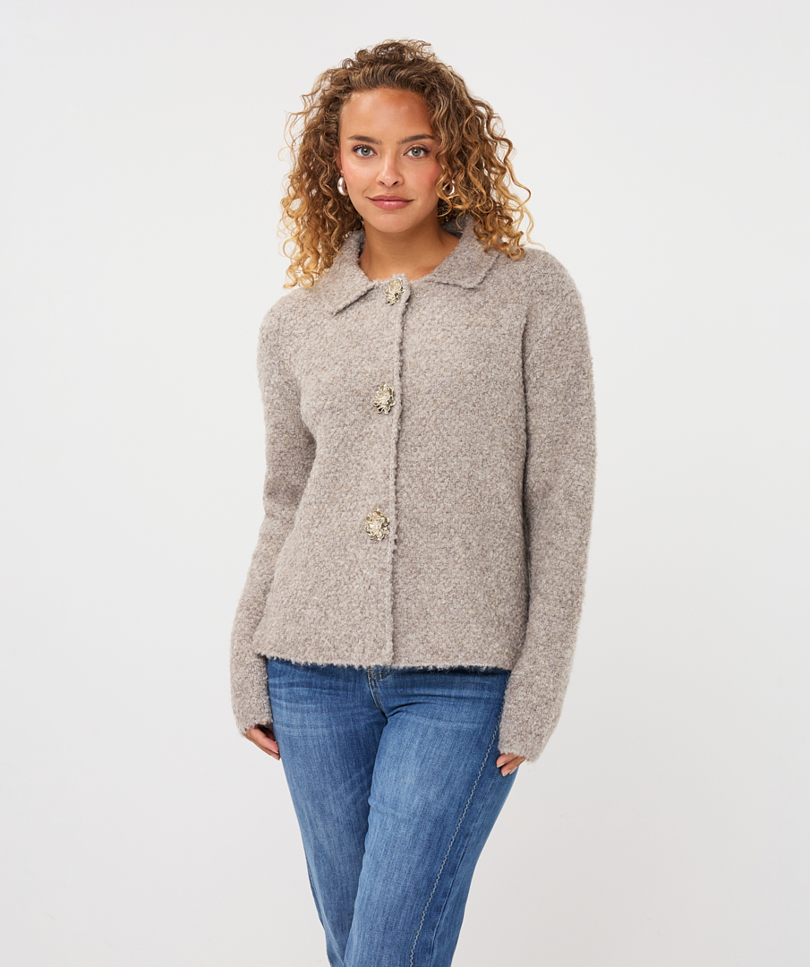 EsQualo - Cardigan with Flower Button