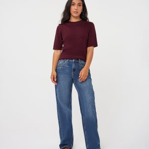 EsQualo - Shortsleeve Sweater with Crystals