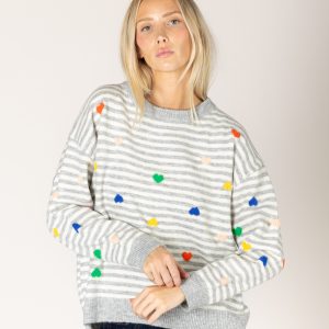 Lyla & Luxe - Heart Stripe Sweater