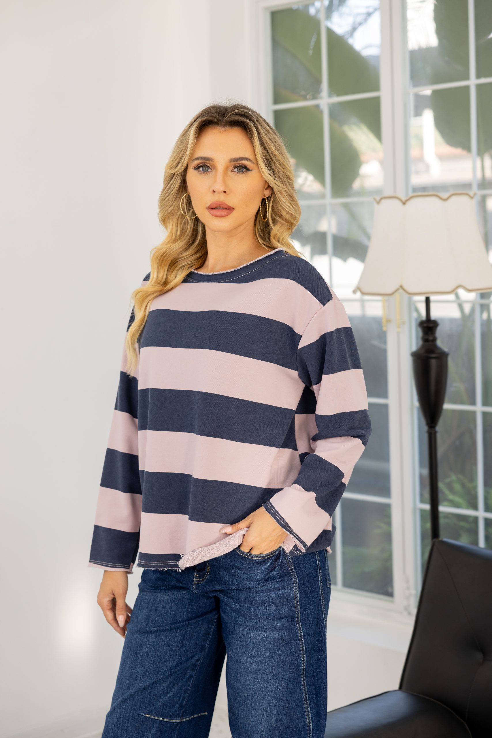 Orange Fashion - The Gallery Wide Stripe Pullover Top