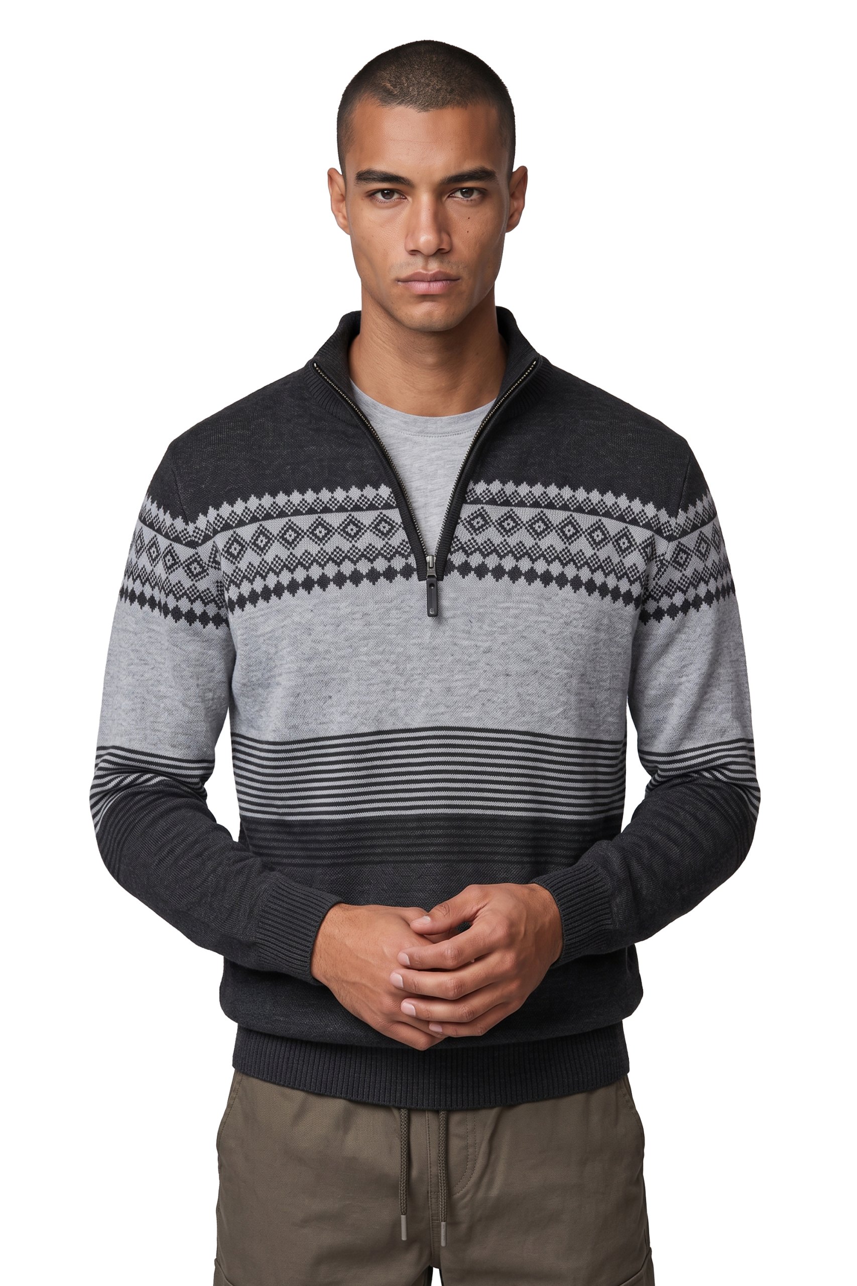 Point Zero - Bonded Chenille Full Zip Hooded Stripe
