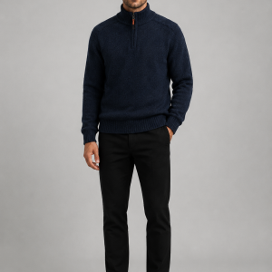 Point Zero - Bonded Chenille Mock Zip Solid Sweater