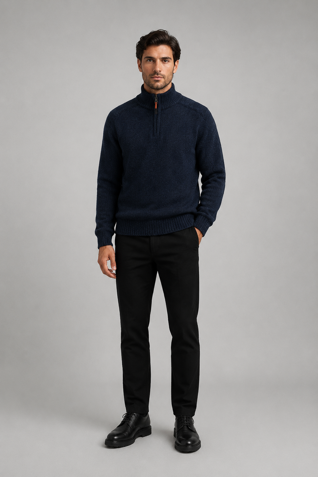 Point Zero - Bonded Chenille Mock Zip Solid Sweater