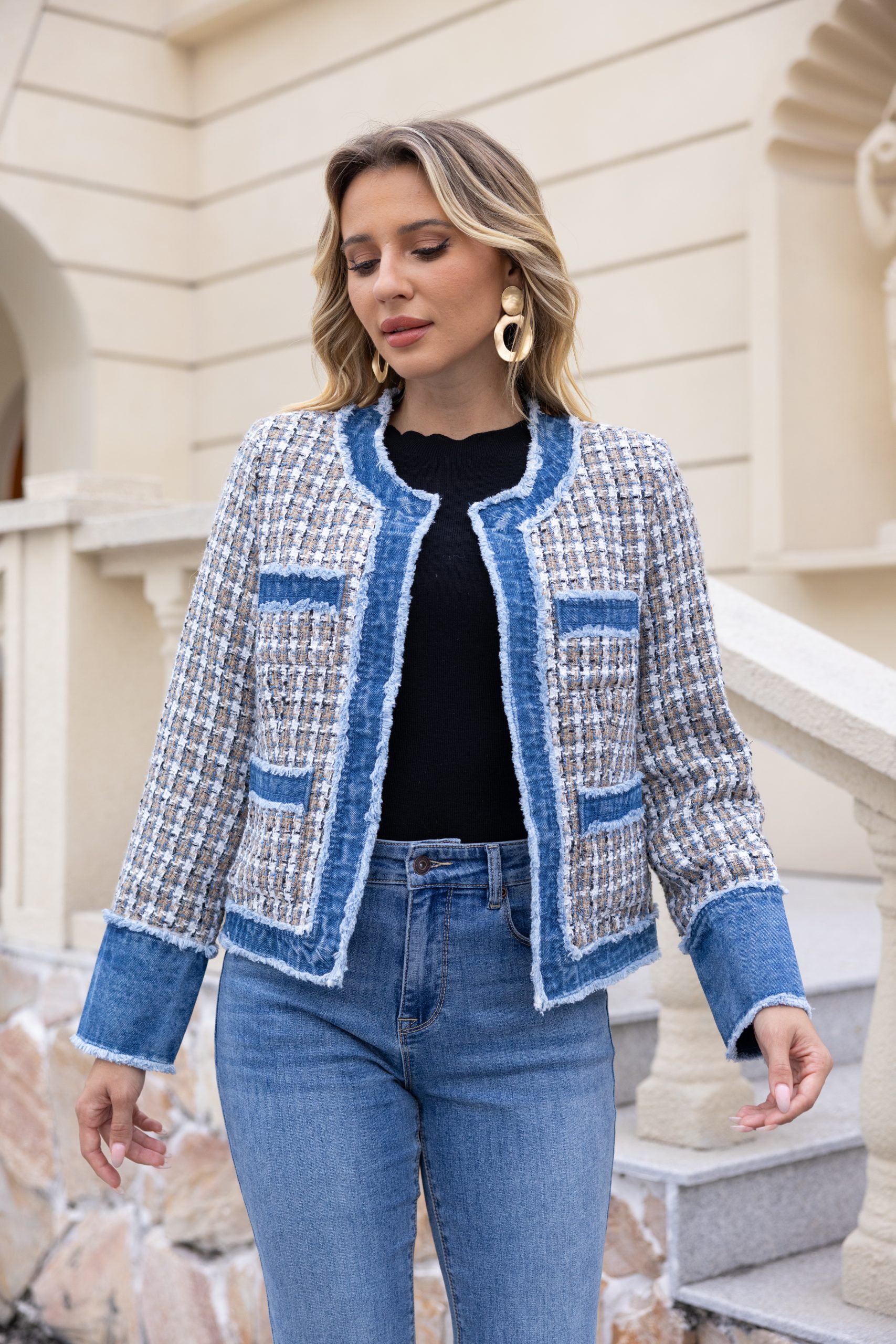 Orange Fashion - Tweed & Denim Jacket