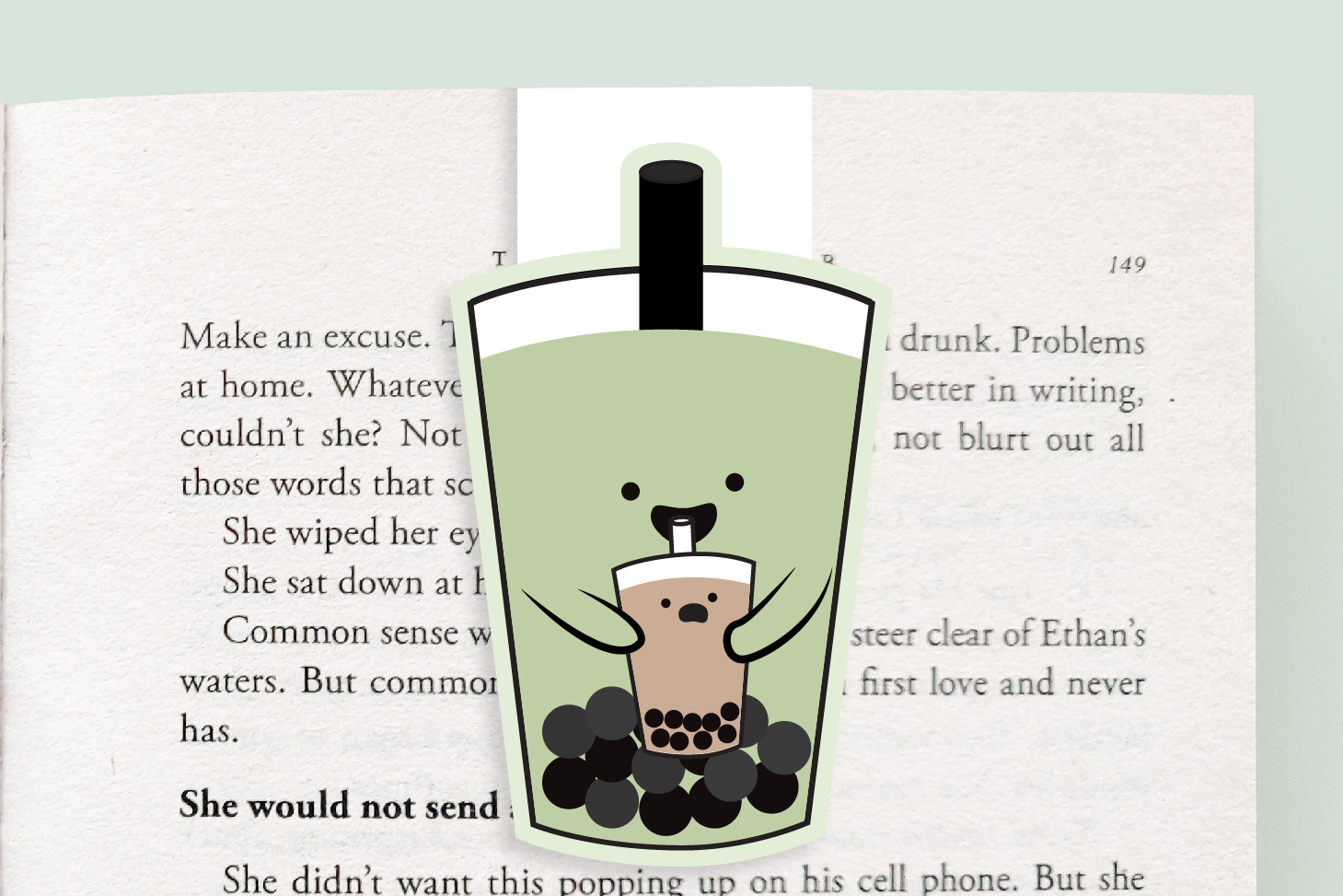 Crafted Van Green Tea Bubble Tea Magnetic Bookmark