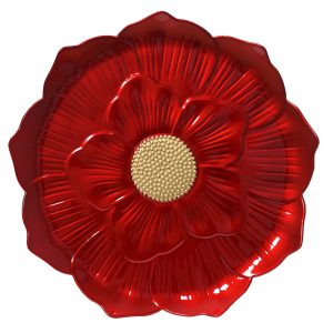 Deco Plate Flower Red/Gold