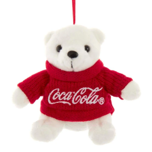 4"Coke Bear W/Red Sweater Ornament