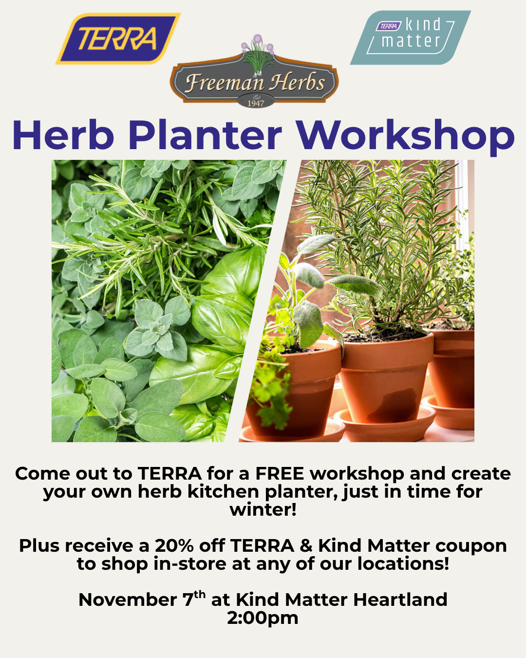 Herb Planter Workshop at Kind Matter Heartland
