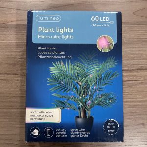 Micro 60 LED Plant Lights Soft Pastel Battery Stake Green Wire 90cm